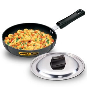 Hard Anodised Frying Pan with Glass Lid Rounded Sides(AF20RS)