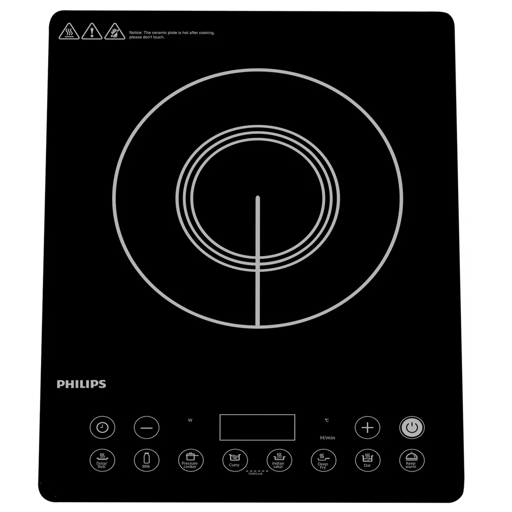 PHILIPS 2100W Induction Cooktop with 8 Preset Menus