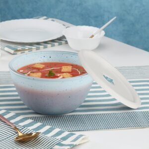 Borosil 1 L Serving & Mixing Bowl with Lid