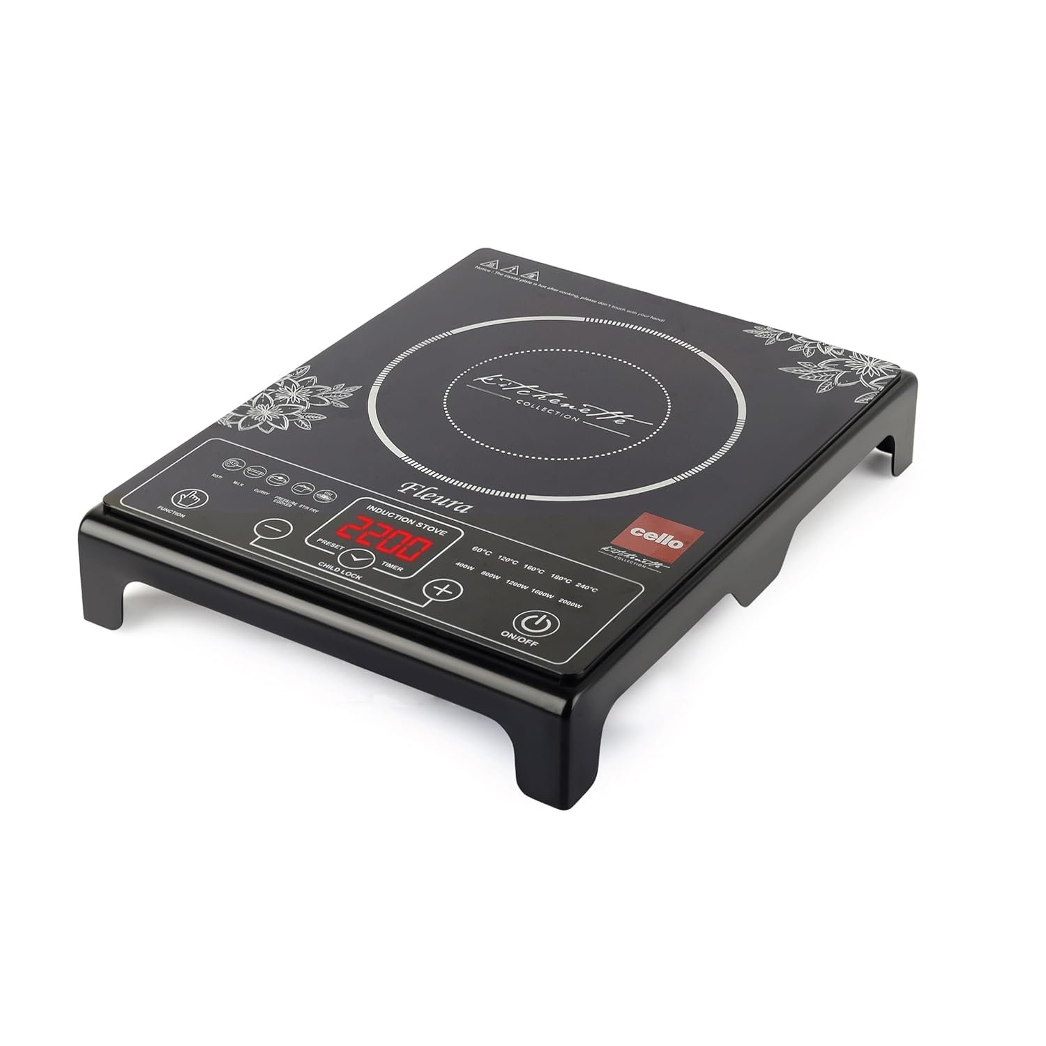 CELLO Blazing Fleura Induction Cooktop Stove 2200 Watts Black